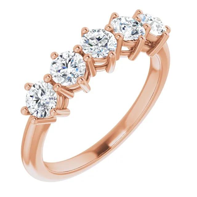 1.00 ct. Round Diamond Band 5 Stone Anniversary Ring