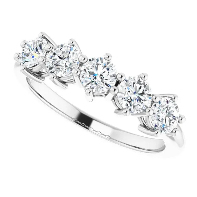 1.00 ct. Round Diamond Band 5 Stone Anniversary Ring