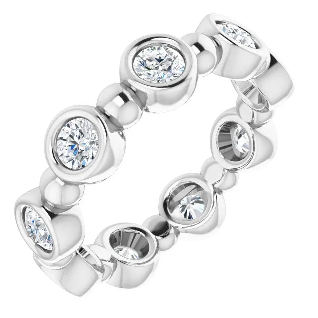 1.00 ct. Round Diamond Eternity Band Bezel Set Ring