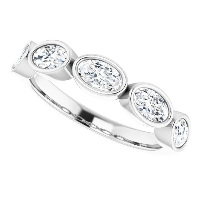 1.05 ct. Oval Cut Diamond Wedding Band 5 Stone Anniversary Ring