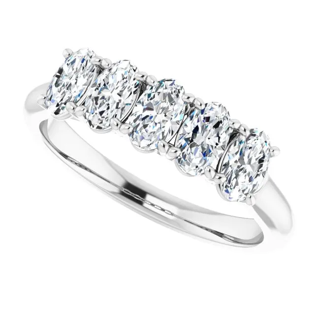 1.05 ct. Oval Cut Diamond Wedding Band 5 Stone Anniversary Ring
