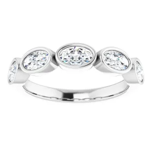 1.05 ct. Oval Cut Diamond Wedding Band 5 Stone Anniversary Ring