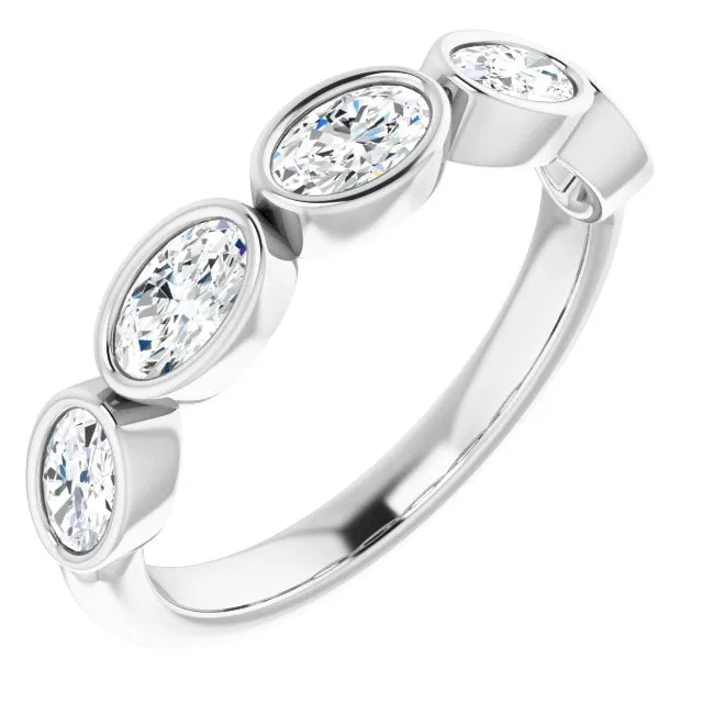 1.05 ct. Oval Cut Diamond Wedding Band 5 Stone Anniversary Ring