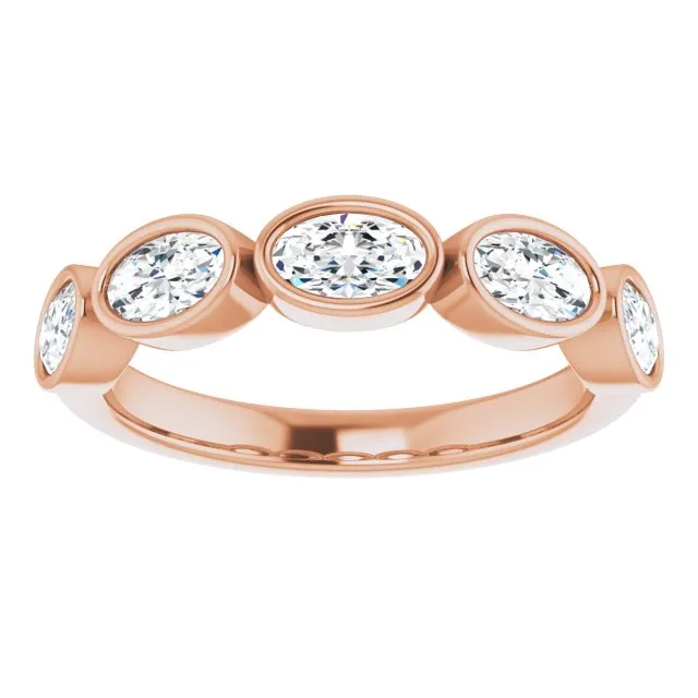1.05 ct. Oval Cut Diamond Wedding Band 5 Stone Anniversary Ring