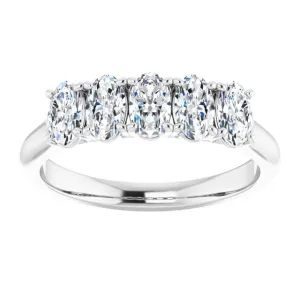 1.05 ct. Oval Cut Diamond Wedding Band 5 Stone Anniversary Ring