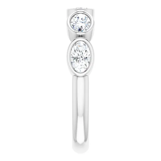 1.05 ct. Oval Cut Diamond Wedding Band 5 Stone Anniversary Ring