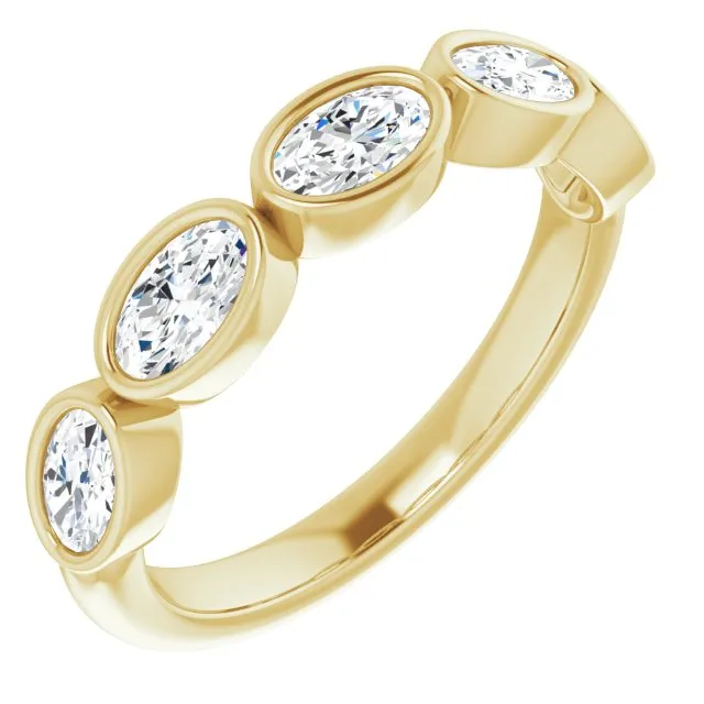 1.05 ct. Oval Cut Diamond Wedding Band 5 Stone Anniversary Ring
