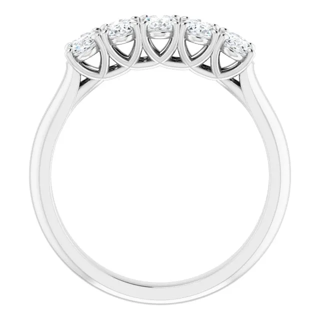 1.05 ct. Oval Cut Diamond Wedding Band 5 Stone Anniversary Ring