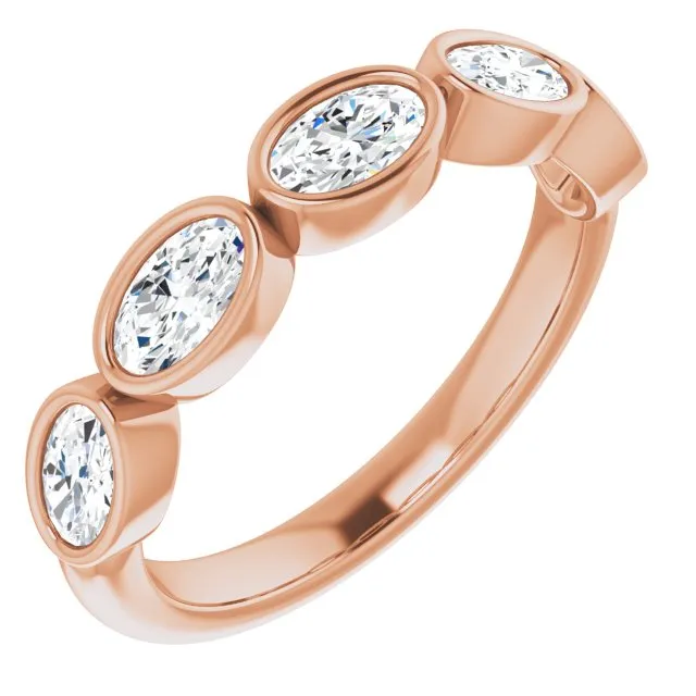1.05 ct. Oval Cut Diamond Wedding Band 5 Stone Anniversary Ring