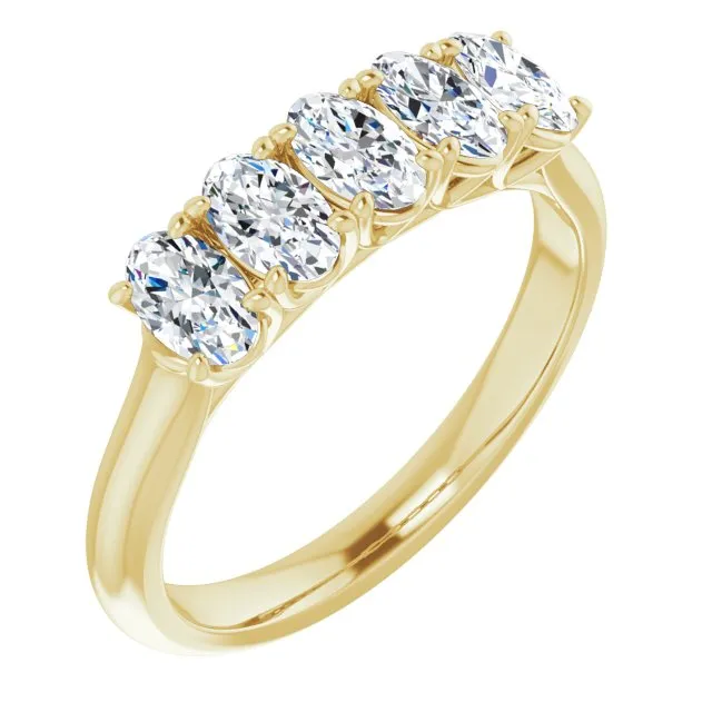 1.05 ct. Oval Cut Diamond Wedding Band 5 Stone Anniversary Ring