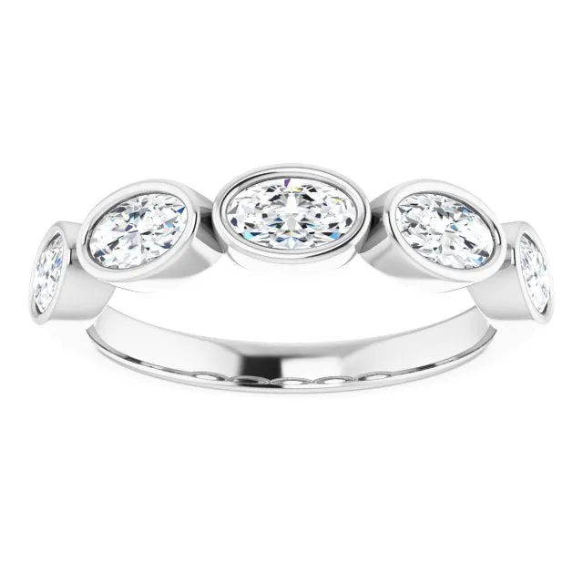 1.05 ct. Oval Cut Diamond Wedding Band 5 Stone Anniversary Ring