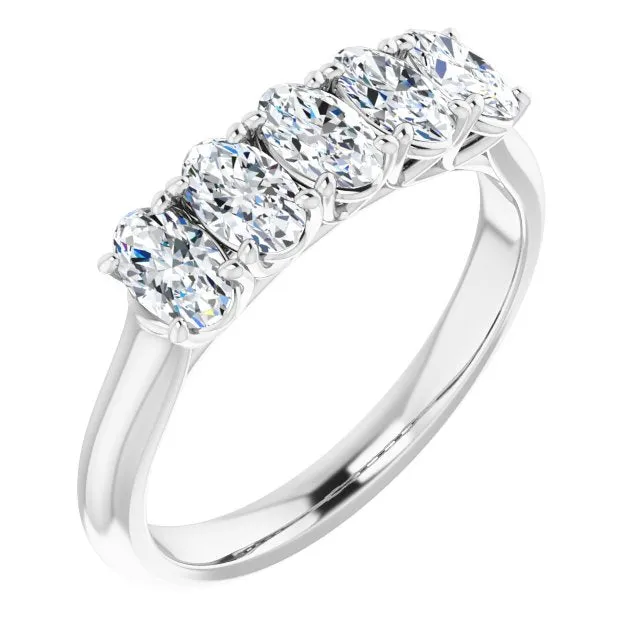 1.05 ct. Oval Cut Diamond Wedding Band 5 Stone Anniversary Ring