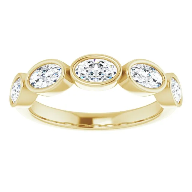 1.05 ct. Oval Cut Diamond Wedding Band 5 Stone Anniversary Ring