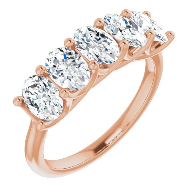 1.05 ct. Oval Cut Diamond Wedding Band 5 Stone Trellis Ring
