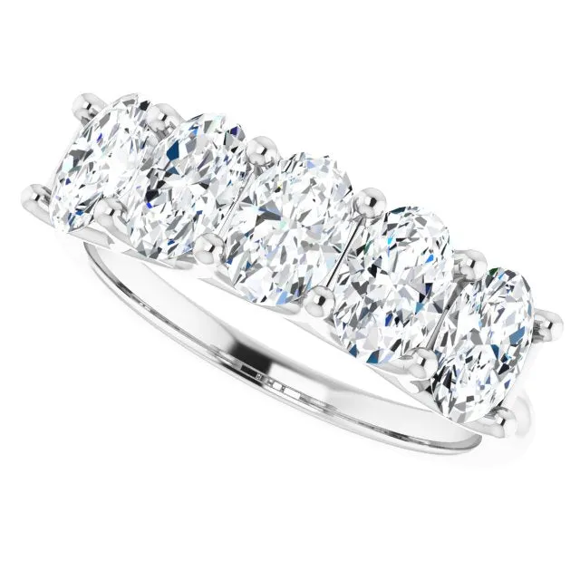 1.05 ct. Oval Cut Diamond Wedding Band 5 Stone Trellis Ring