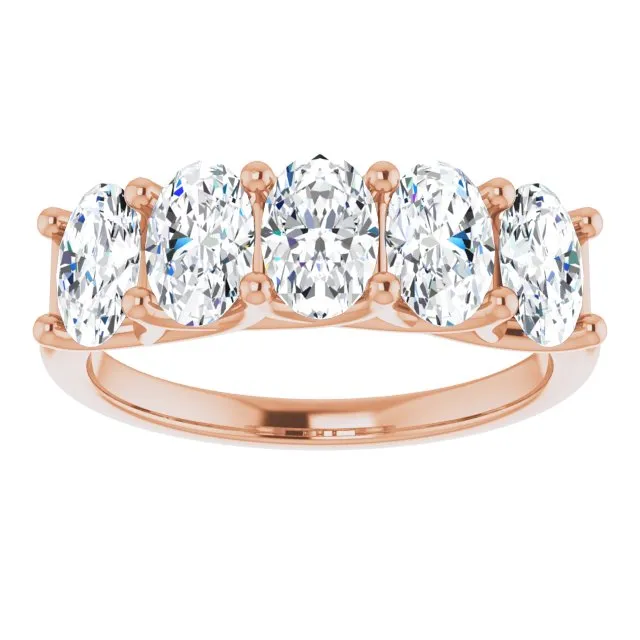 1.05 ct. Oval Cut Diamond Wedding Band 5 Stone Trellis Ring