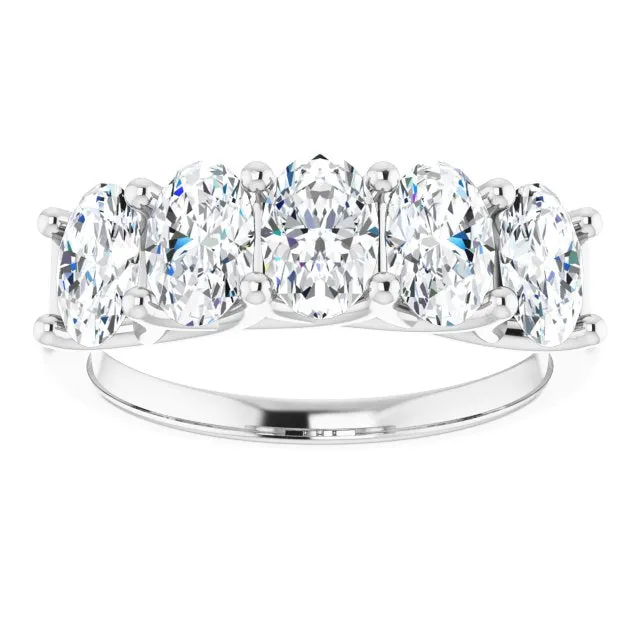 1.05 ct. Oval Cut Diamond Wedding Band 5 Stone Trellis Ring