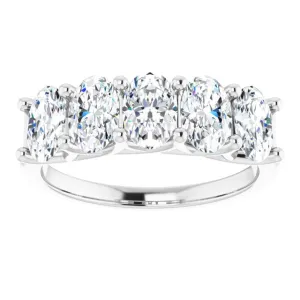 1.05 ct. Oval Cut Diamond Wedding Band 5 Stone Trellis Ring
