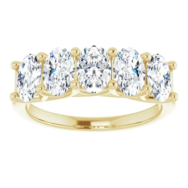 1.05 ct. Oval Cut Diamond Wedding Band 5 Stone Trellis Ring