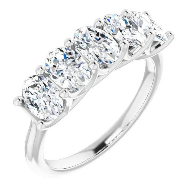 1.05 ct. Oval Cut Diamond Wedding Band 5 Stone Trellis Ring