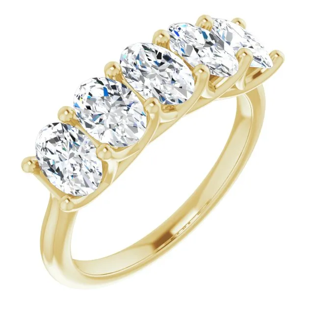 1.05 ct. Oval Cut Diamond Wedding Band 5 Stone Trellis Ring