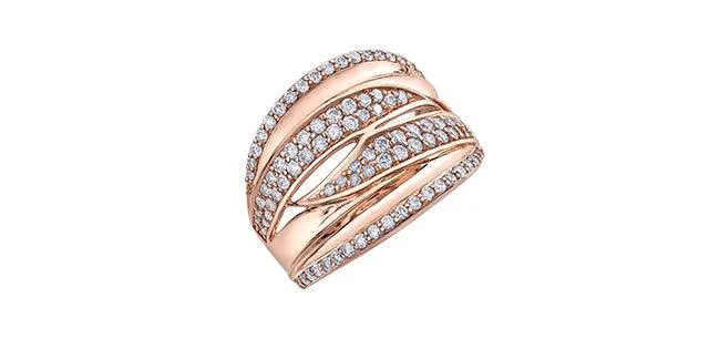 10K Rose Gold 1.00tdw Diamond Right Hand Ring