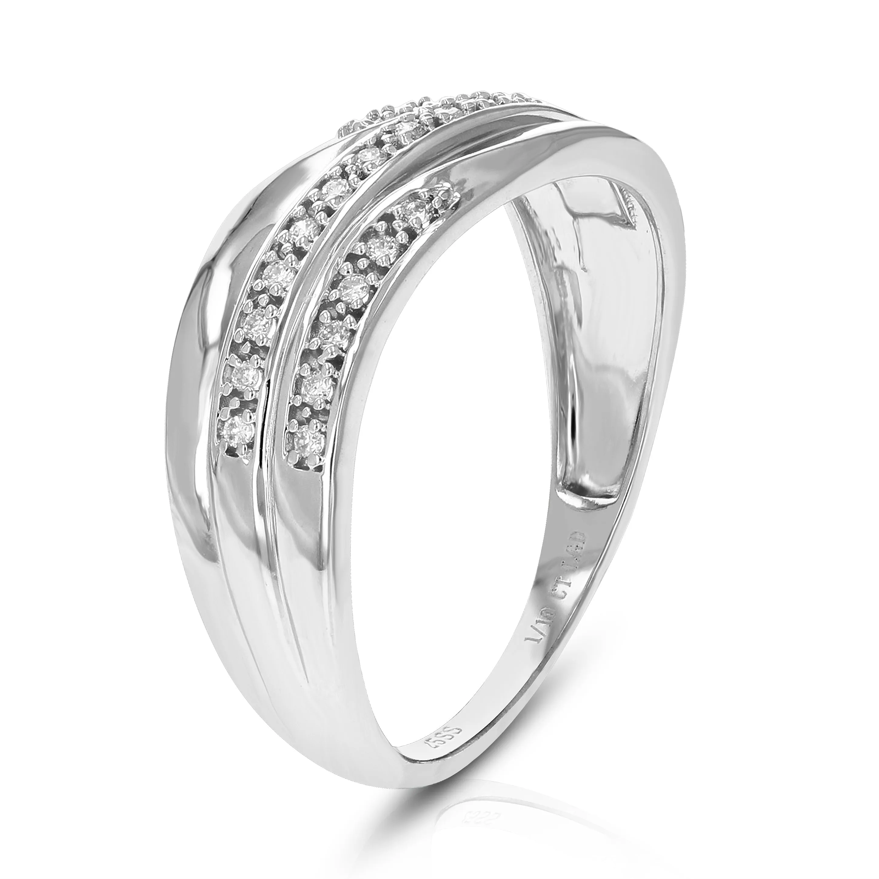 1/10 cttw Lab Grown Diamond Three Row Wedding Band in Sterling Silver