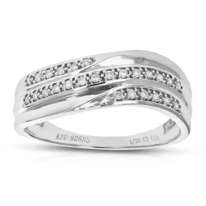 1/10 cttw Lab Grown Diamond Three Row Wedding Band in Sterling Silver
