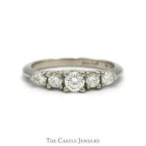 1/2cttw 5 Prong Set Round Diamond Wedding Band in Platinum