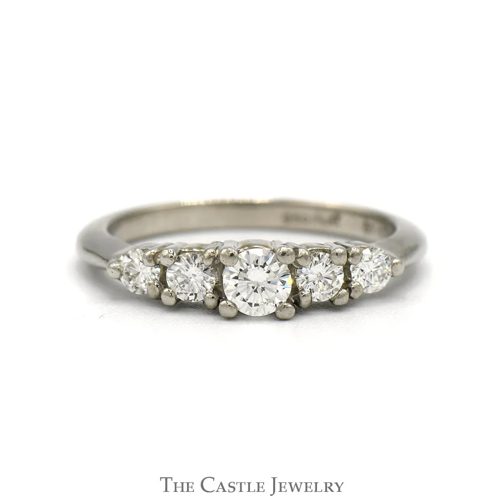 1/2cttw 5 Prong Set Round Diamond Wedding Band in Platinum