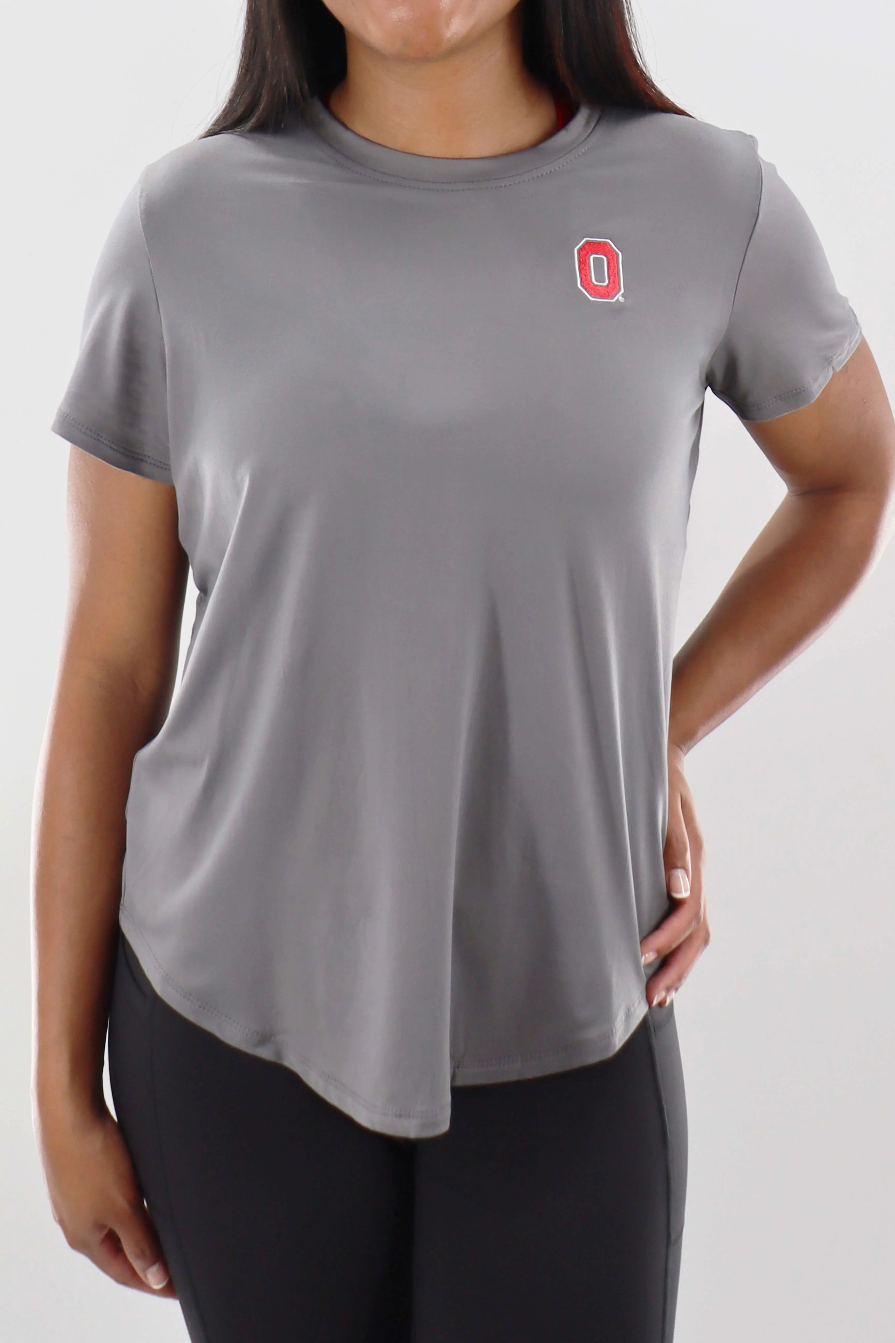 1311 -Ohio State Womens Open Back Short Sleeve Tee - Grey