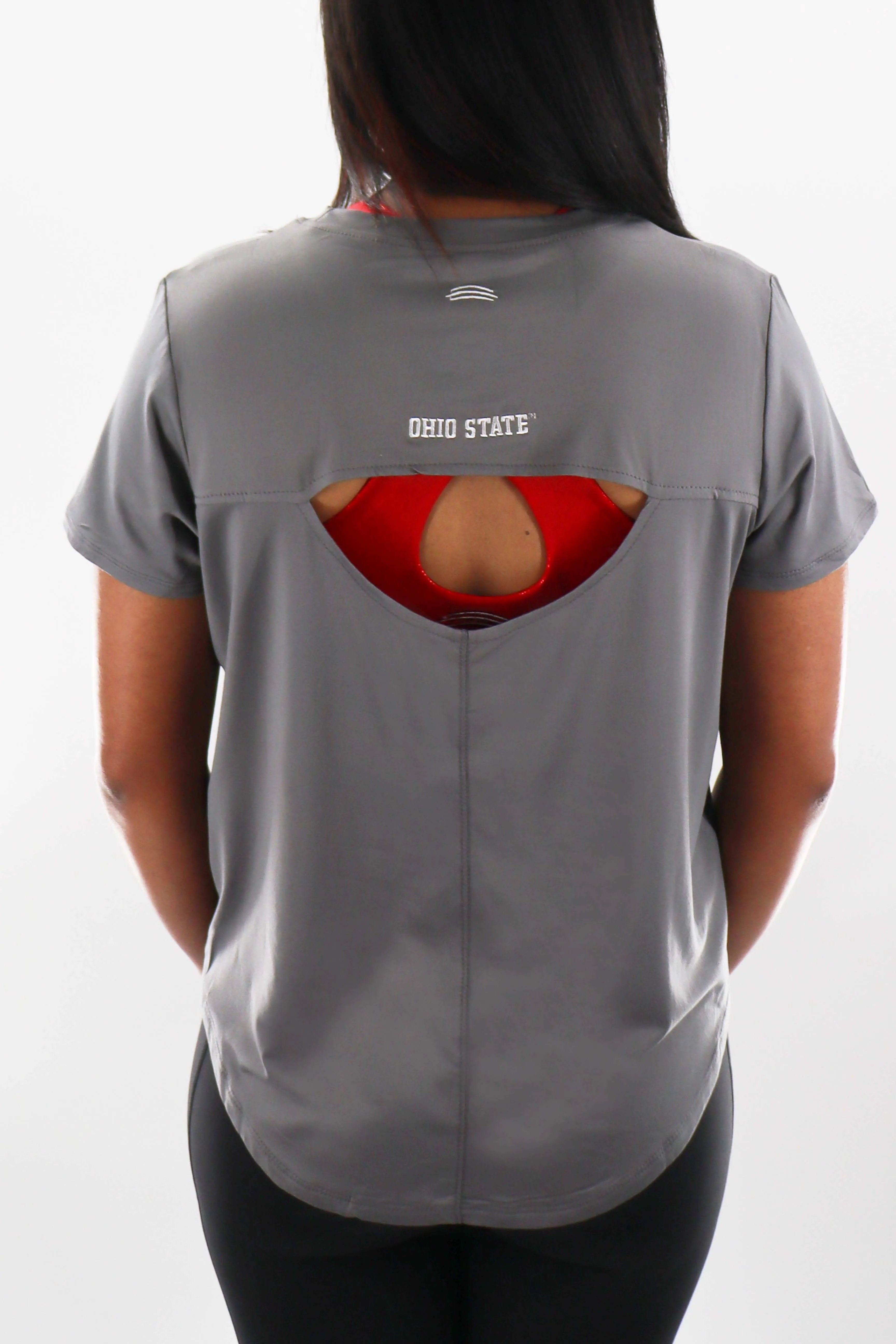 1311 -Ohio State Womens Open Back Short Sleeve Tee - Grey