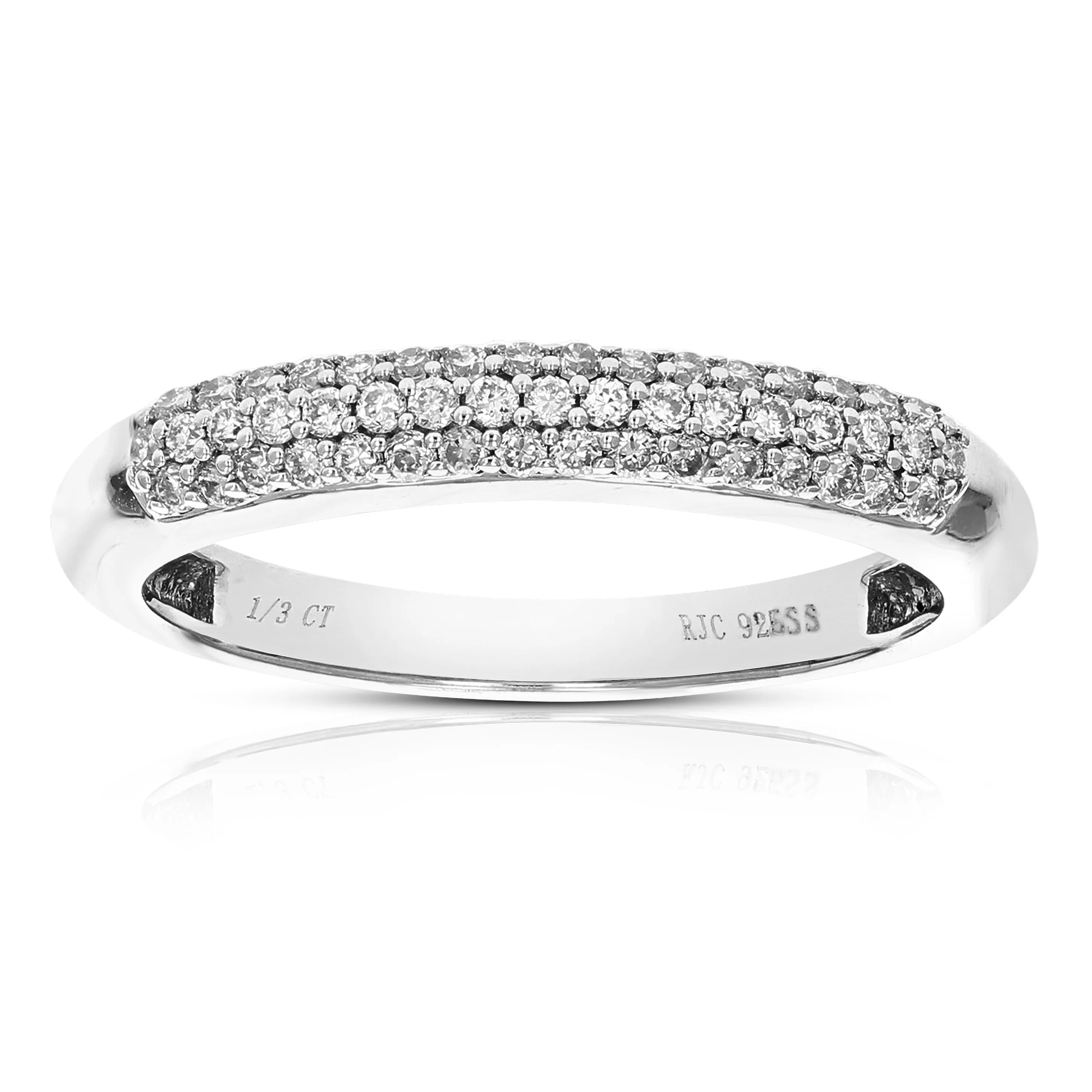 1/4 cttw Lab Grown Diamond Three Row Wedding Band in Sterling Silver