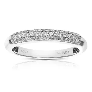 1/4 cttw Lab Grown Diamond Three Row Wedding Band in Sterling Silver