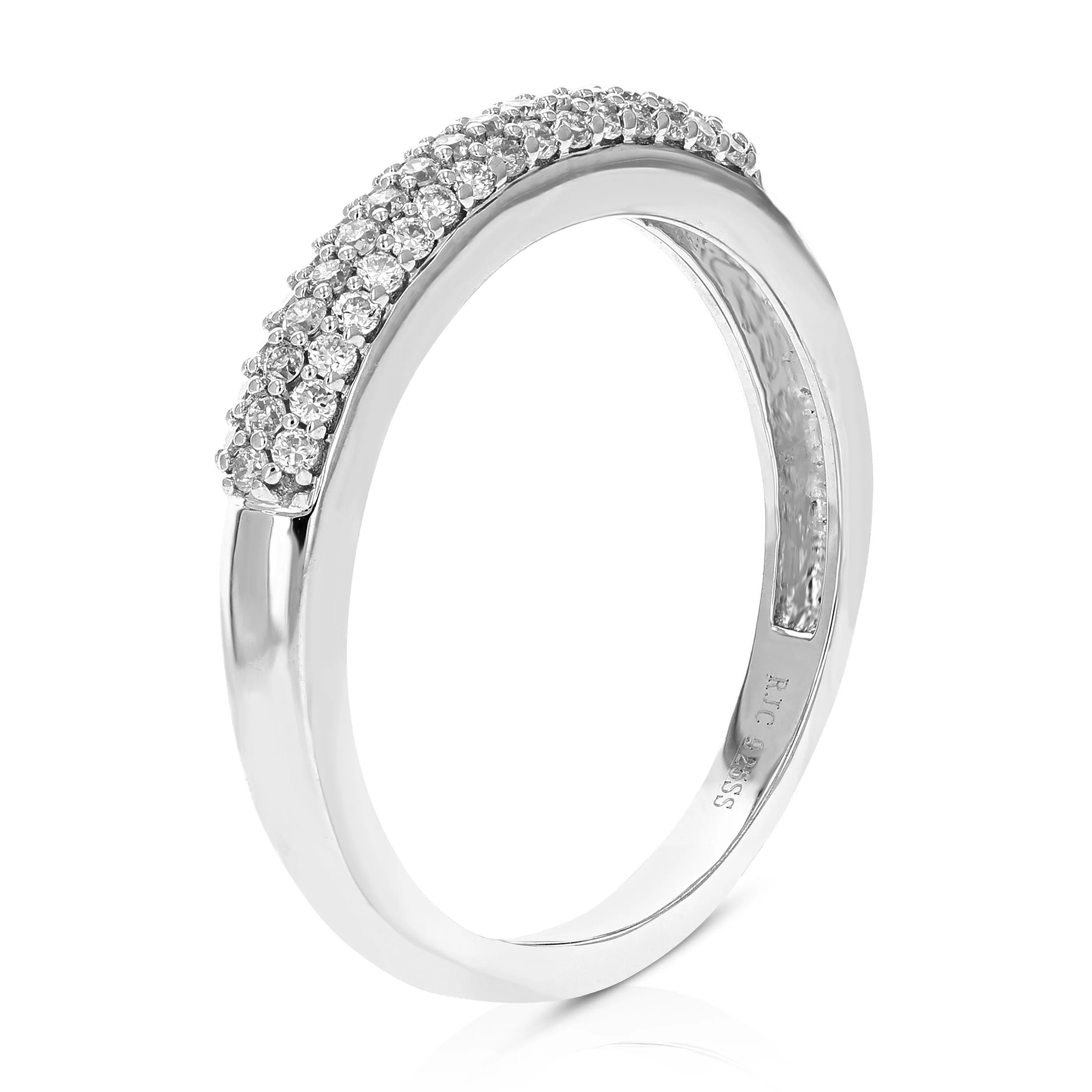 1/4 cttw Lab Grown Diamond Three Row Wedding Band in Sterling Silver