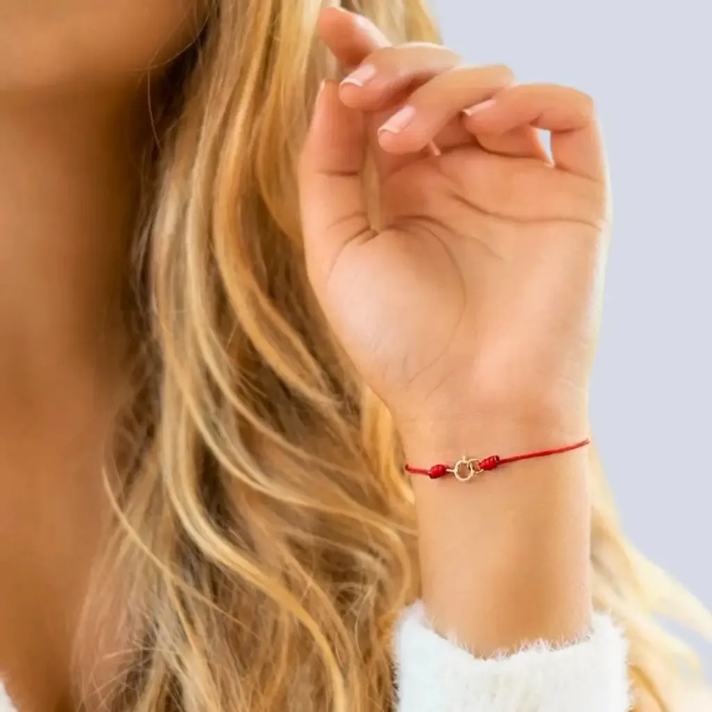 14K Gold Clasp Red String Bracelet - Luck & Protection from Evil Eye