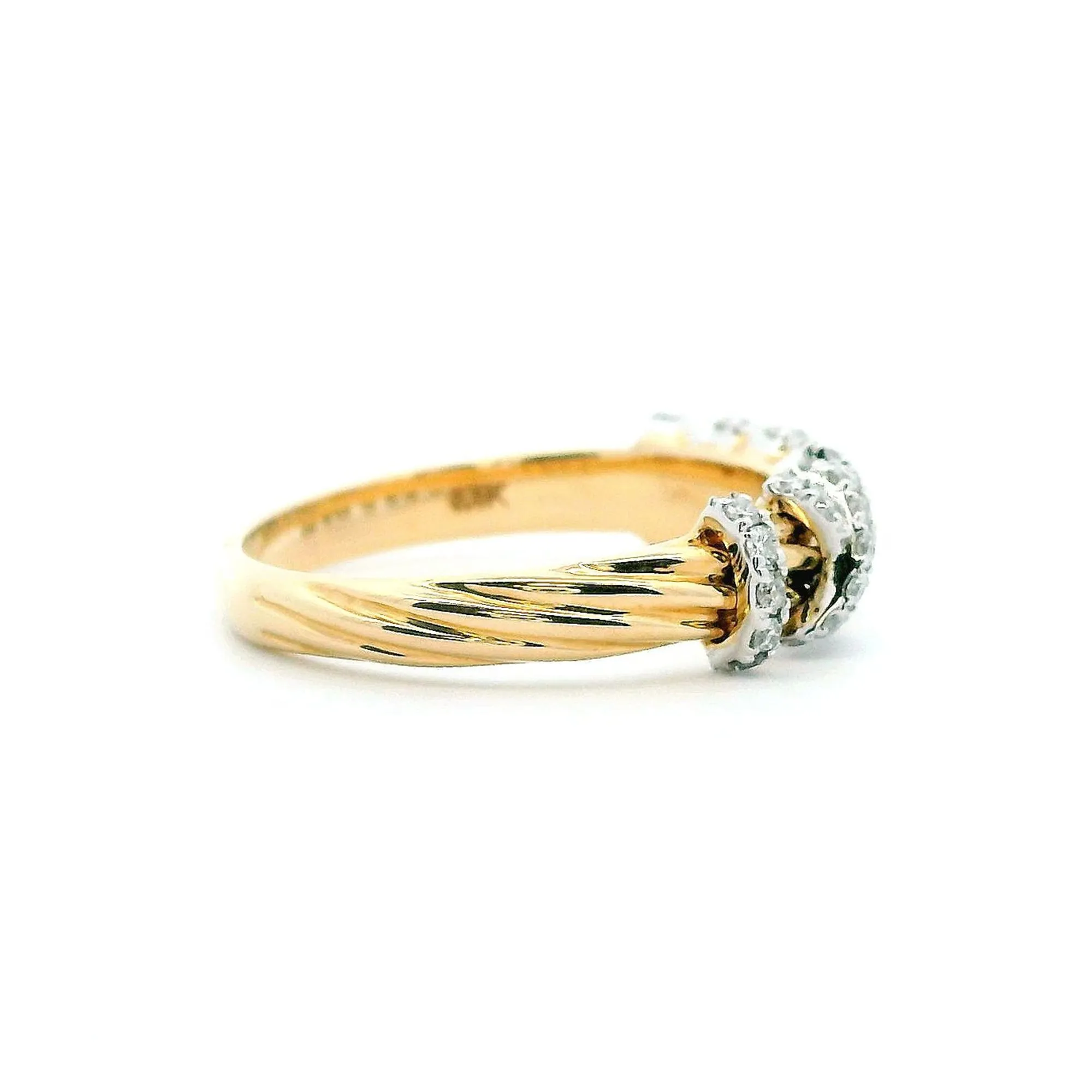 14K Two-Tone Gold 0.30cttw. Diamond Wrap Over Twist Fashion Ring