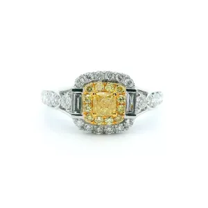 14K Two-Tone Gold 0.41cttw.Yellow Diamond & 0.65cttw. White Diamond Fashion Ring