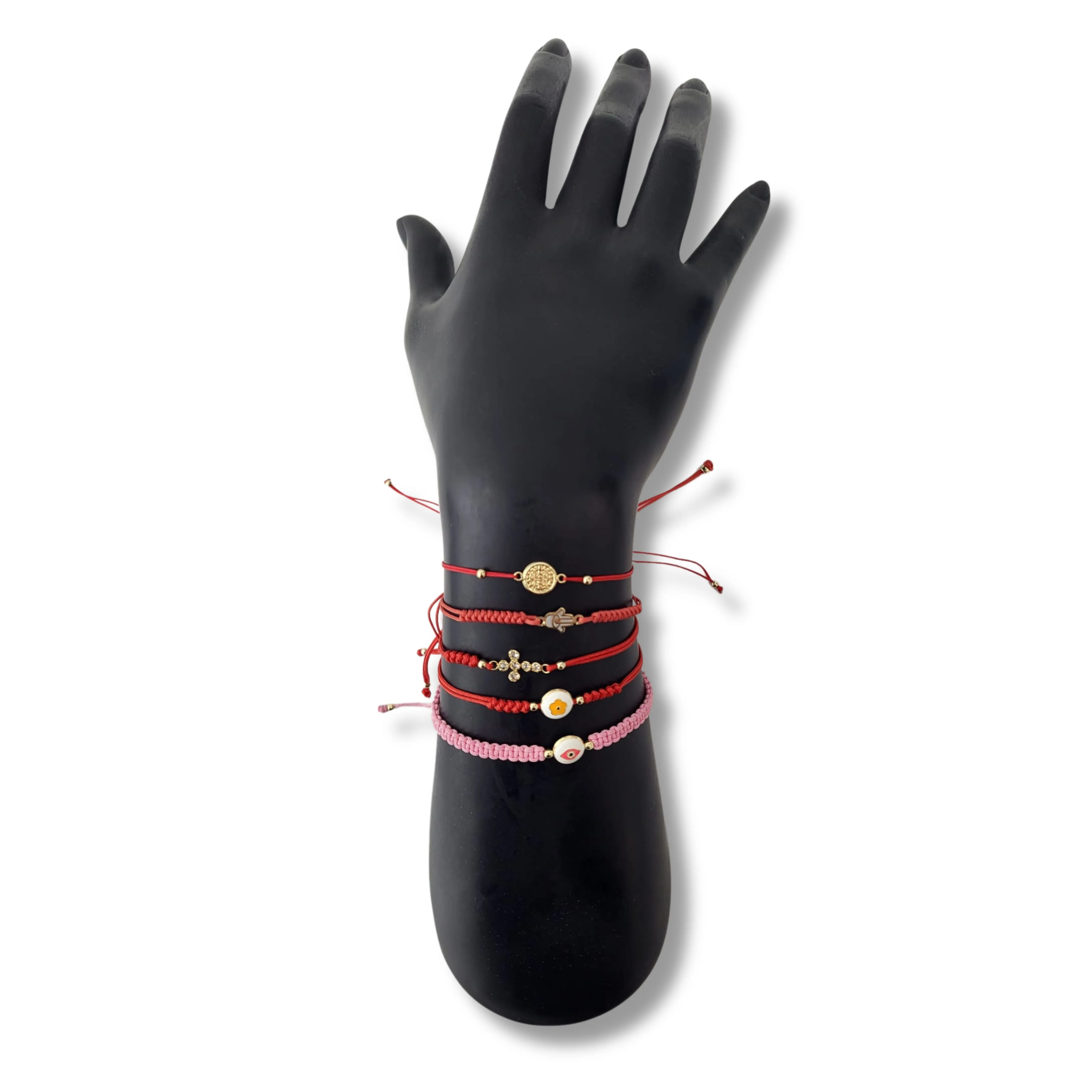 14K Yellow Gold Adjustable Red String Bracelet with Dazzling Cross Charm