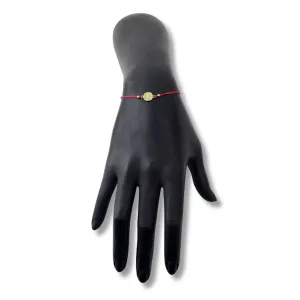 14K Yellow Gold Adjustable Red String Bracelet with Saint Benedicto Charm