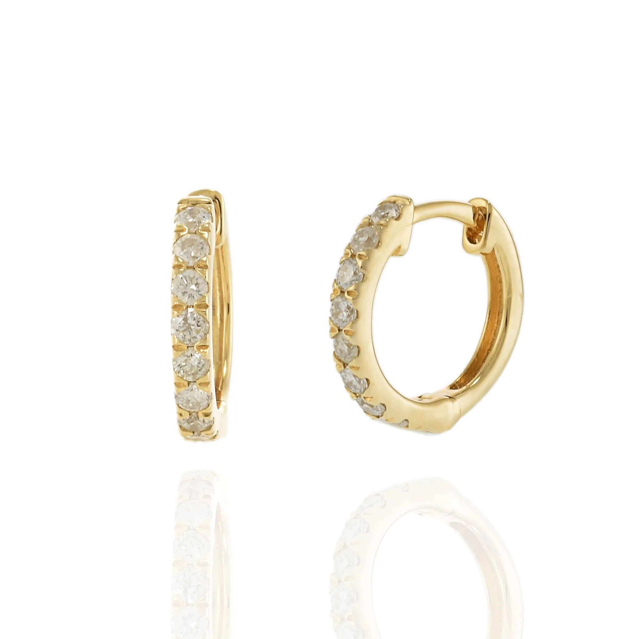 14KT Yellow Gold Diamond Huggie Earrings