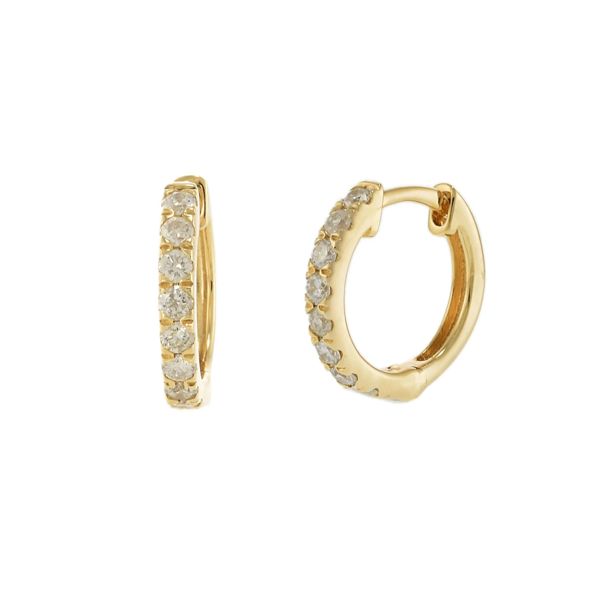 14KT Yellow Gold Diamond Huggie Earrings