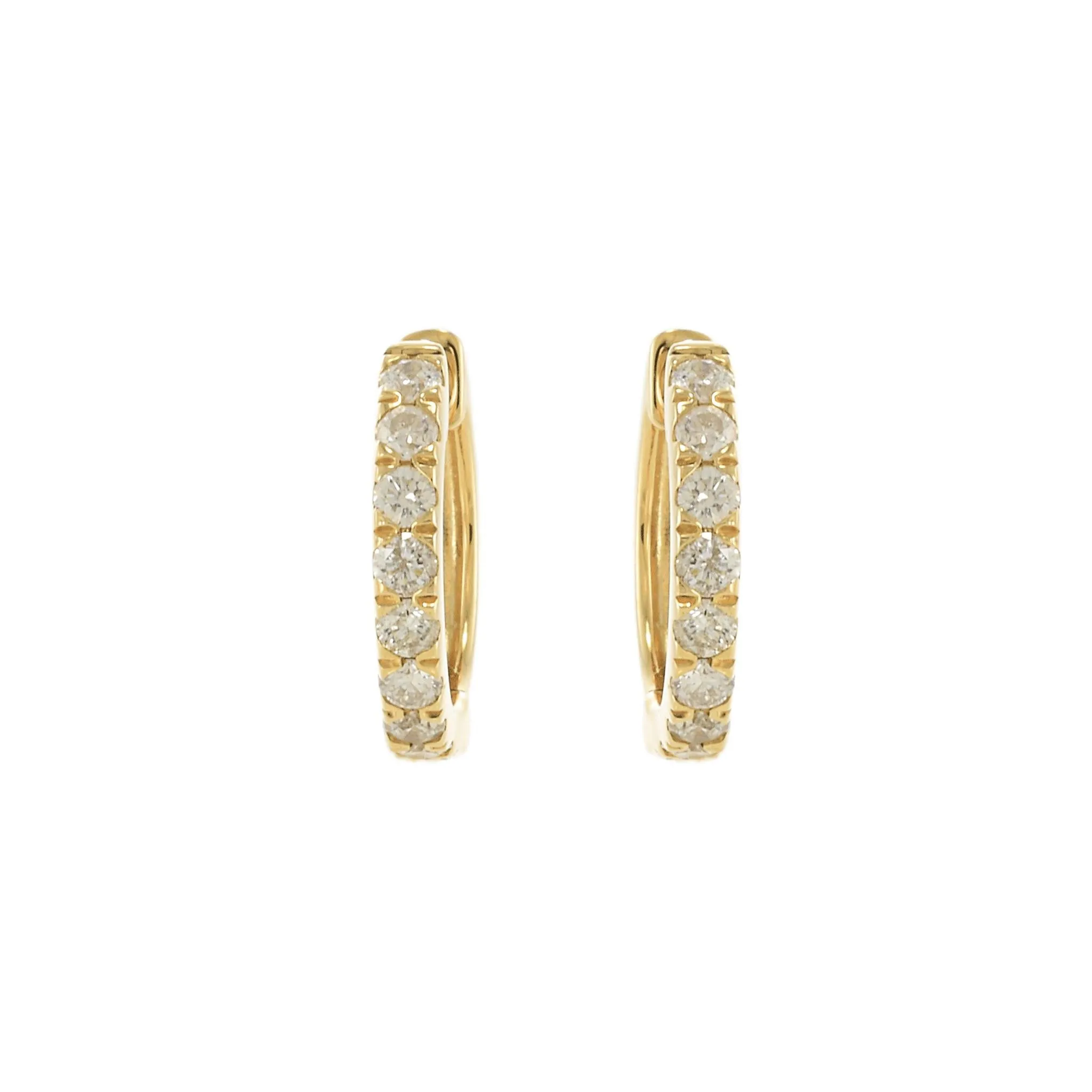 14KT Yellow Gold Diamond Huggie Earrings