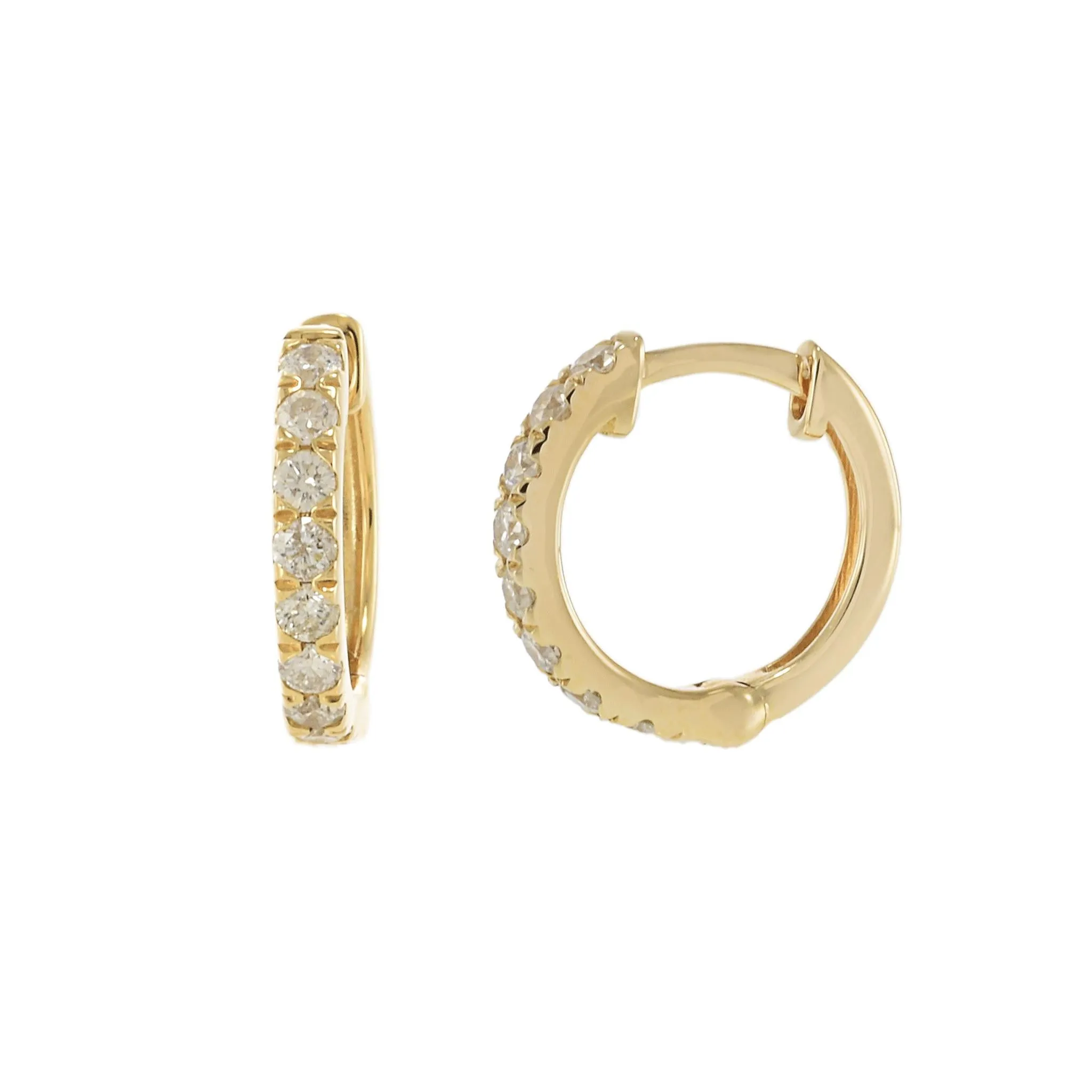 14KT Yellow Gold Diamond Huggie Earrings