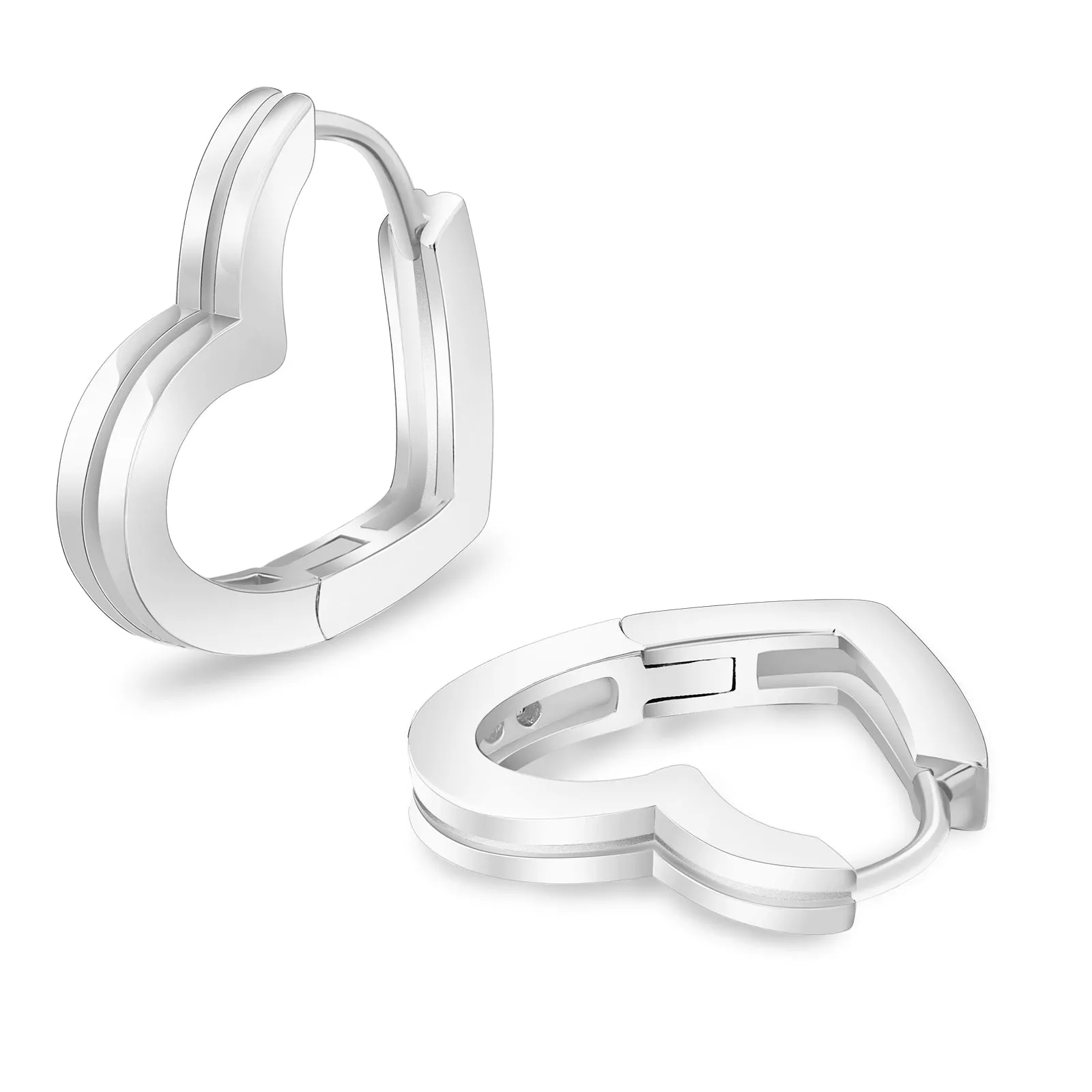 15mm S925  Heart Hoop Earrings for Women