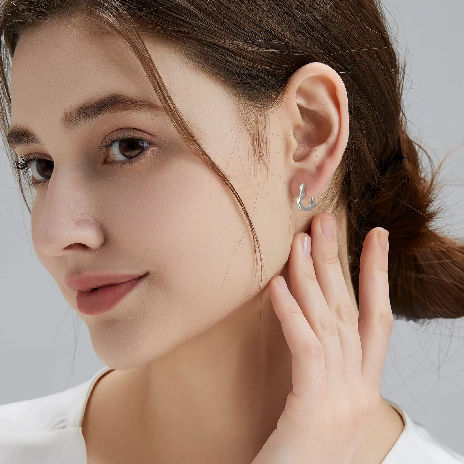 15mm S925  Heart Hoop Earrings for Women