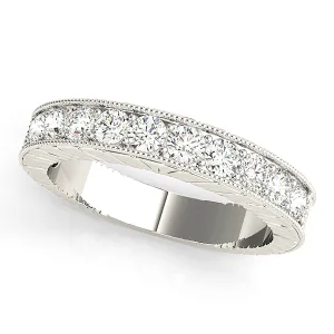 1.70 ctw. Round Diamond Wedding Band Milgrain Accent Anniversary Ring