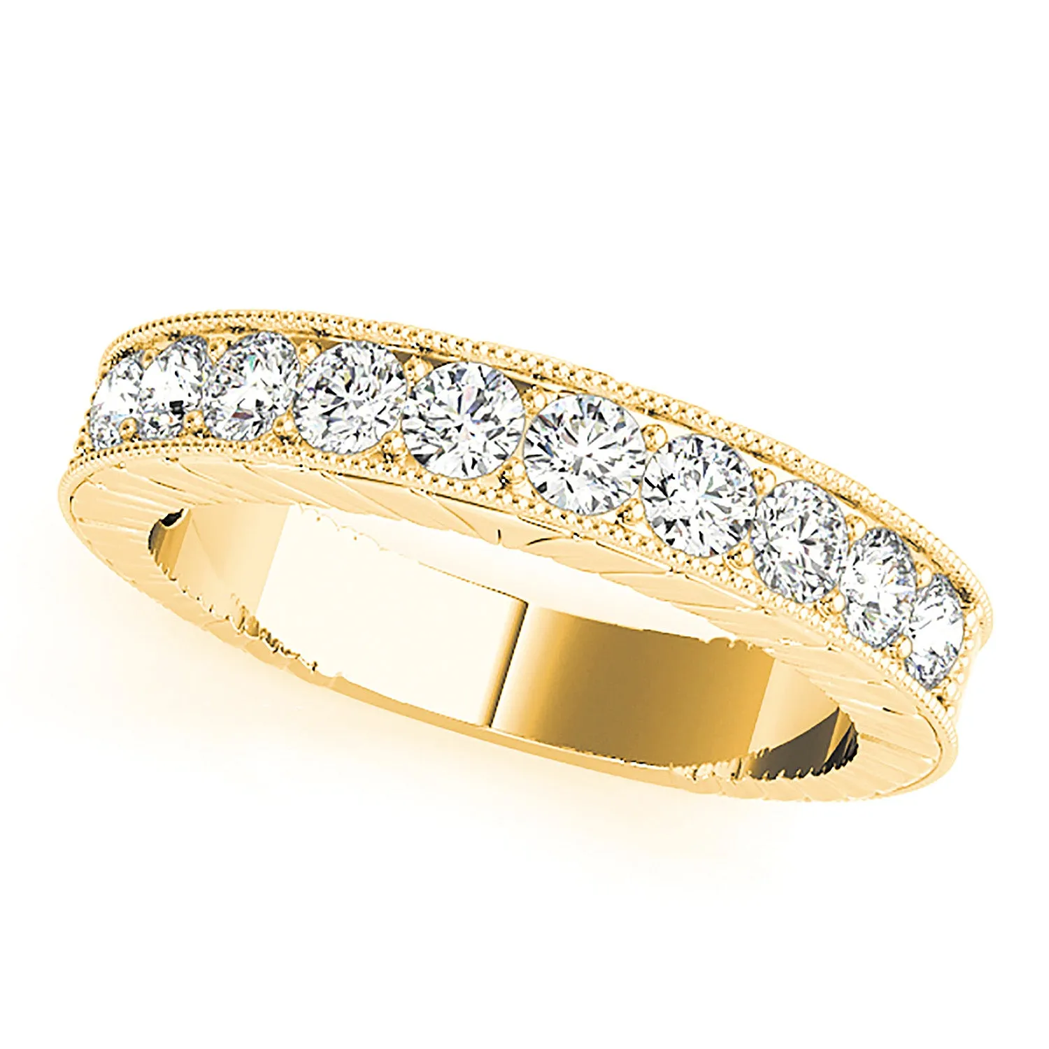 1.70 ctw. Round Diamond Wedding Band Milgrain Accent Anniversary Ring