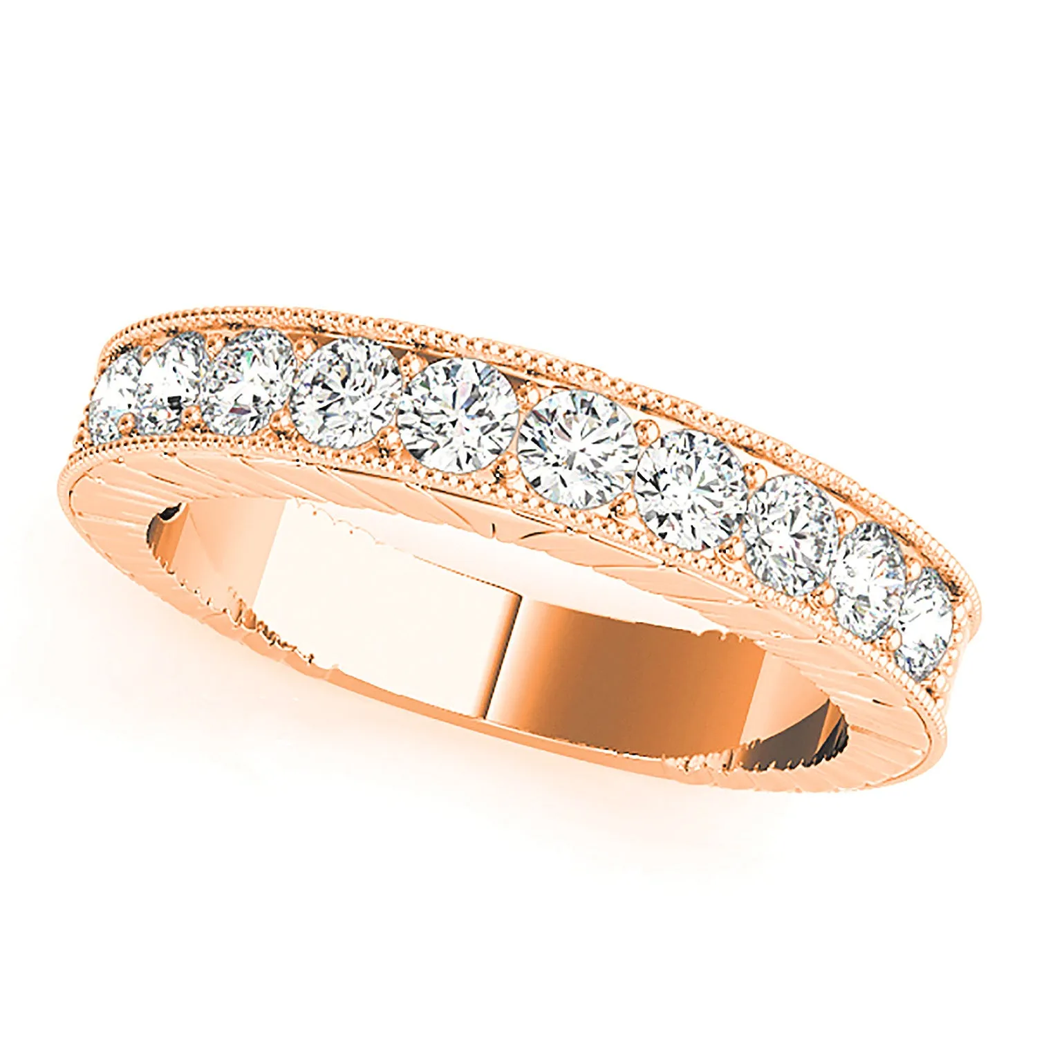 1.70 ctw. Round Diamond Wedding Band Milgrain Accent Anniversary Ring