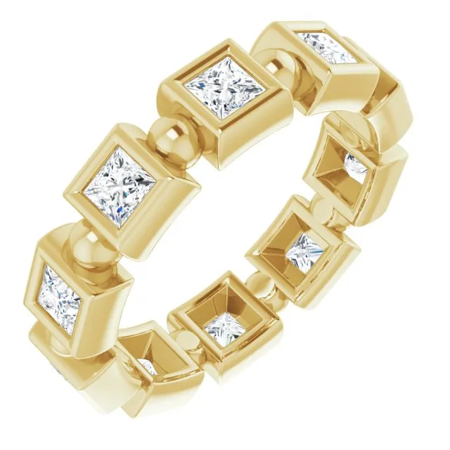 1.80 ct. Princess Diamond Eternity Band Bezel Set Diamond Ring